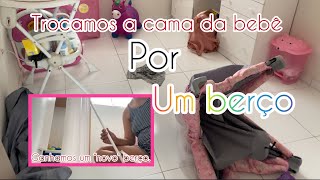 TROCAMOS A CAMA DA BEBÊ POR UM BERÇO  BEBÊ CAIU DA CAMA MUDANÇAS NA CASA  GANHAMOS UM BERÇO [upl. by Hurd]