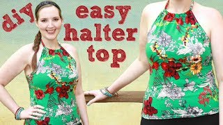 How to Make a Halter Top without a Pattern  Easy Sewing Projects for Beginners [upl. by Anura507]