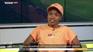 Sports Live  Glenrose Xaba smashes SA record in road marathon debut [upl. by Kcid]