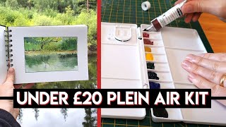 Watercolor plein air setup ON A BUDGET ✶ Seawhite Plein Air Sketchbook amp New Palette  Swatches [upl. by Anahsek991]