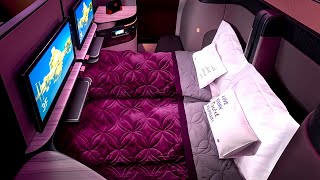 Worlds Best Business Class Qatar Airways B777300ER Qsuite Flight from Doha to Tokyo [upl. by Erinn]