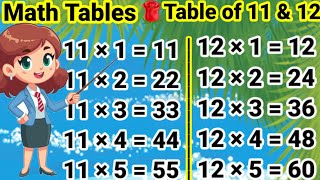 Table of 11 and 12 11 aur 12 ka Table 11 ka Table 12 ka Table Pahada 11 aur 12 tableof11and12 [upl. by Charie745]