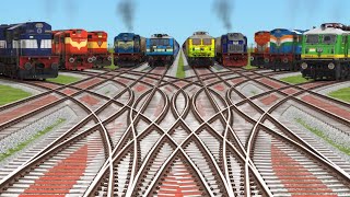 TEN TRAINS CROSSING FOR CORVED⛩️ BRANCHED RAILROAD TRICKS RISKY RAILROAD TRICKS NTG train sim [upl. by Mandych]