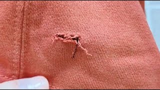 How to sew a hole in a hoodie with a sewing needle [upl. by Ahtibat736]