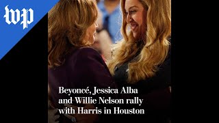 Beyoncé Jessica Alba and Willie Nelson rally with Harris in Houston [upl. by Nihhi]