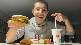 MUKBANG MCDONALDS QUARTER POUNDER MEAL  CHEESEBURGER [upl. by Gildea8]