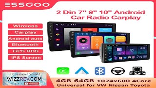 ESSGOO 2 Din Car Radio Carplay Android Auto 7 9 10 Inch Review [upl. by Imhsar]