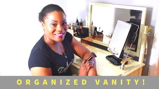 Organized Vanity Minimizing My Makeup Collection [upl. by Baldwin137]