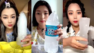 ASMR WATER BOTTLE ICE EATING  SLUSH ICE  ICE EATING [upl. by Banquer]