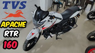 New TVS Apache RTR 160 2v check ✅out details review 2024 latest featureon road price white colour [upl. by Ahsikit]