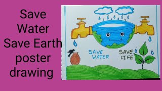 Save Water Save Life Poster Drawing Save Water Save Earth Drawing  Easy drawing Step By Step [upl. by Dmitri]