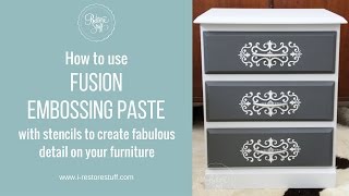 Fusion Embossing Paste with Stencil on Furniture [upl. by Killarney]