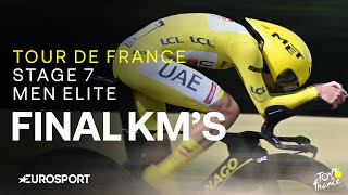 TIME TRIAL DRAMA 🔥  Tour de France Stage 7 Final Kilometres  Eurosport Cycling [upl. by Lledniuq373]