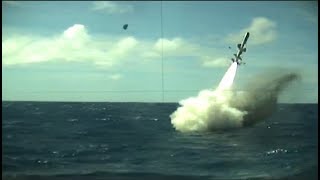 Navy Attack Submarine Strikes Decommissioned Ship with AntiShip Missile Torpedo [upl. by Calvinna]