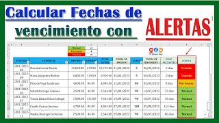 Calcular fechas de vencimiento con alertas en Excel [upl. by Ylicis]