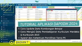 Cara Update Data Rombel Mengisi Pembelajaran Kurikulum Merdeka dan Memilih Tema P5 di Dapodik 2024 [upl. by Xavler]