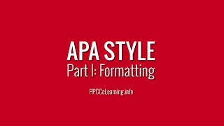 APA Style  Part 1 Formatting [upl. by Chere]