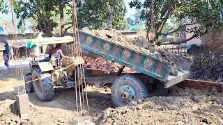 2 Swaraj 744 Fe overload Mukabala Tractor Head Loading Soil  Over Loading tarauli Stuck in Mud [upl. by Alansen]