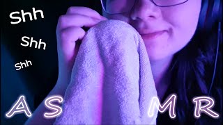 ASMR Towel Over Mic Scratching With Shh Sounds  No Talking Only Shh [upl. by Nerita]