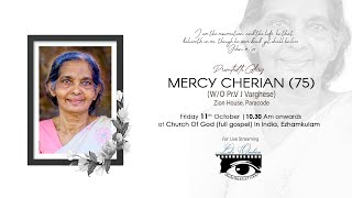 Funeral Service  Mercy Cherian  75  Zion House Paracode [upl. by Viens]