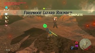 Zelda Breath of the Wild  Fireproof Lizard Roundup Side Quest  Eldin Tower Region [upl. by Aimekahs]