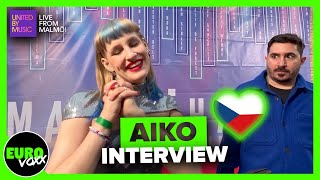 🇨🇿 AIKO  PEDESTAL INTERVIEW  CZECHIA EUROVISION 2024 [upl. by Kamp596]