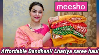 Meesho affordable Bandhanilhariya saree haul  Meesho saree haul  Pooja choyal [upl. by Nwavahs]