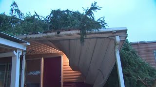 Tree falls on mobile home in Lancaster during severe weather in central Ohio [upl. by Fidelas272]