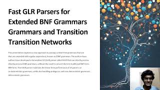 Fast GLR Parsers for Extended BNF Grammars and Transition Networks [upl. by Camus643]