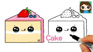 How to Draw a Cake Slice Easy 🍰 Cute Food Art [upl. by Koy]