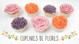 Cupcakes con forma de flores rosas claveles y hortensias [upl. by Suolkcin]