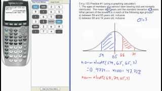 54 Using normalcdf to find area between values [upl. by Liu]