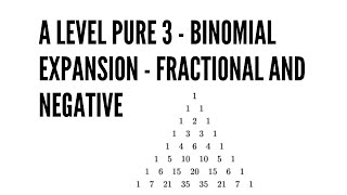 A level Pure 3 Binomial Expansion Fractional and Negative 1 [upl. by Enelcaj]