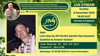 An online lecture by HH Partha Sarathi Das Goswami Sunday 8th December 2024  645pm SAST [upl. by Nireil]