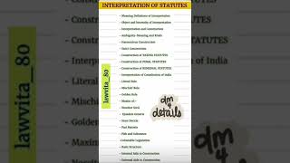 Notes pdf of Interpretation of Statutes Lawvita [upl. by Dan247]