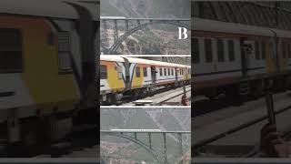 Historic Milestone Chenab Rail Bridge Sees First Full Train Run railway railbridge [upl. by Wolfgang]