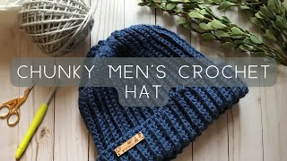 Mens crochet chunky ribbed hat [upl. by Ranie]