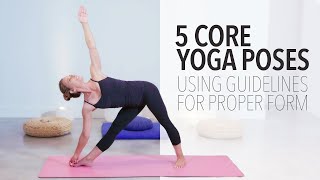 5 Core Yoga Poses  Using Guide Lines on Yoga Mat for Proper Alignment [upl. by Einal]