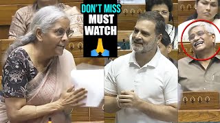 Nirmala Sitharaman Vs Rahul Gandhi Argument In Lok Sabha  Parliament Budget Session  News Buzz [upl. by Laeynad]