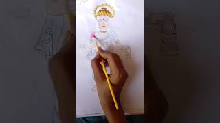 Day 2 navratri brahmacharini mata drawing [upl. by Atolrac]