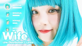 GIDLE  Wife Line Distribution  Lyrics Karaoke PATREON REQUESTED [upl. by Gnilyarg51]