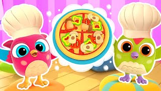 Hop Hop the owl cooks toy pizza New baby cartoons for kids Funny stories for babies [upl. by Marcelline]