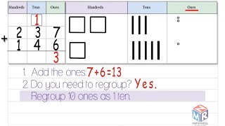 3digit addition regroup ones Grade 2 [upl. by Iznyl997]