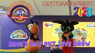 Bings Day Out Live Show Cbeebies Land Alton Tower Sept 2023 Octoberfest mashaalfunworld [upl. by Nirmak]