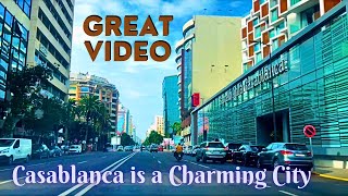 Casablanca 2023 Great video  driving Downtown  Morocco Africa person walking [upl. by Lette5]