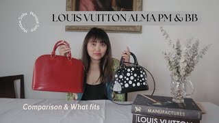 Louis Vuitton Alma PM amp BB Comparison and What Fits [upl. by Aerdnac]