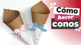 COMO HACER ✂️ CONOS PARA MESAS DE DULCES de BABY SHOWER CUMPLEAÑOS O RECUERDOS [upl. by Ashby]