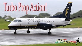 Turbo Prop Action  Seaborne Airlines Saab 340 LIAT ATR 72600  St Kitts RLB Airport [upl. by Kauppi]