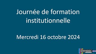 Journée de formation institutionnelle  Pour une pédagogie libre et inventive [upl. by Ennaehr]