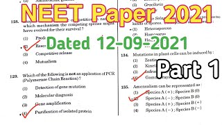 NEET 2021 Question paper  Biology solved question paper  Part 1 [upl. by Merceer]